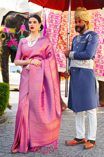 Purple Woven Kanjivaram Saree