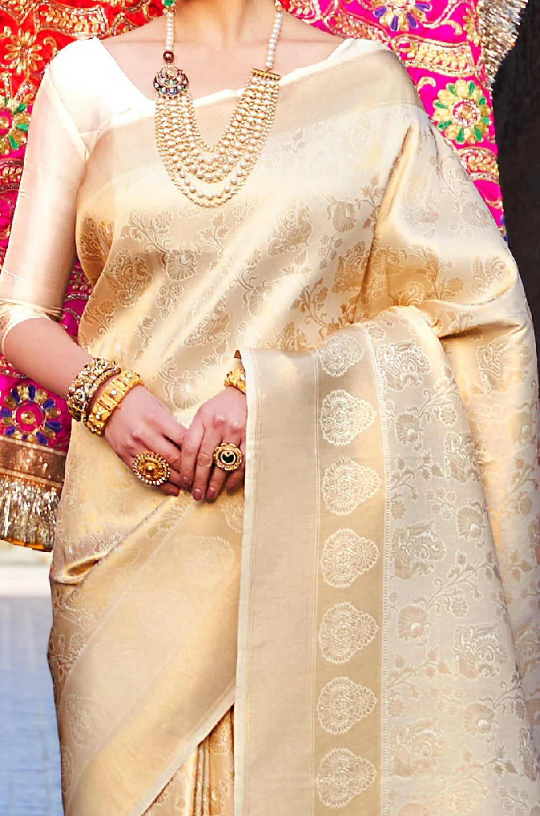 Champagne Gold Kanjivaram Silk Saree