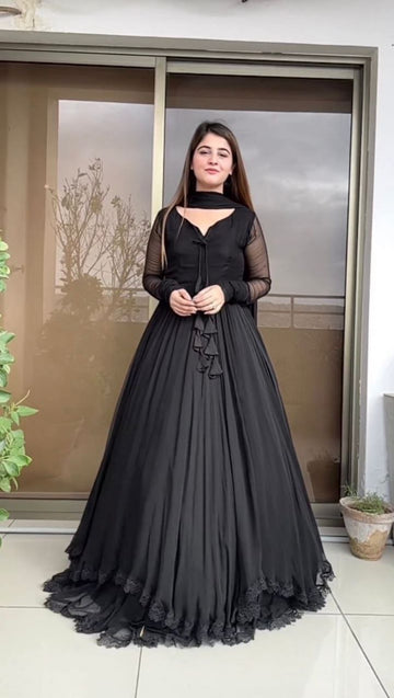 Fully Flared Anarkali Gown With Dupatta