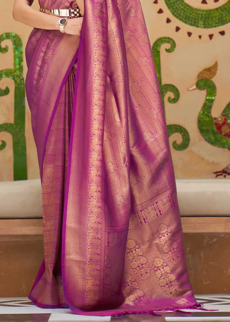 Royal Golden Purple Kanjivaram Silk Saree