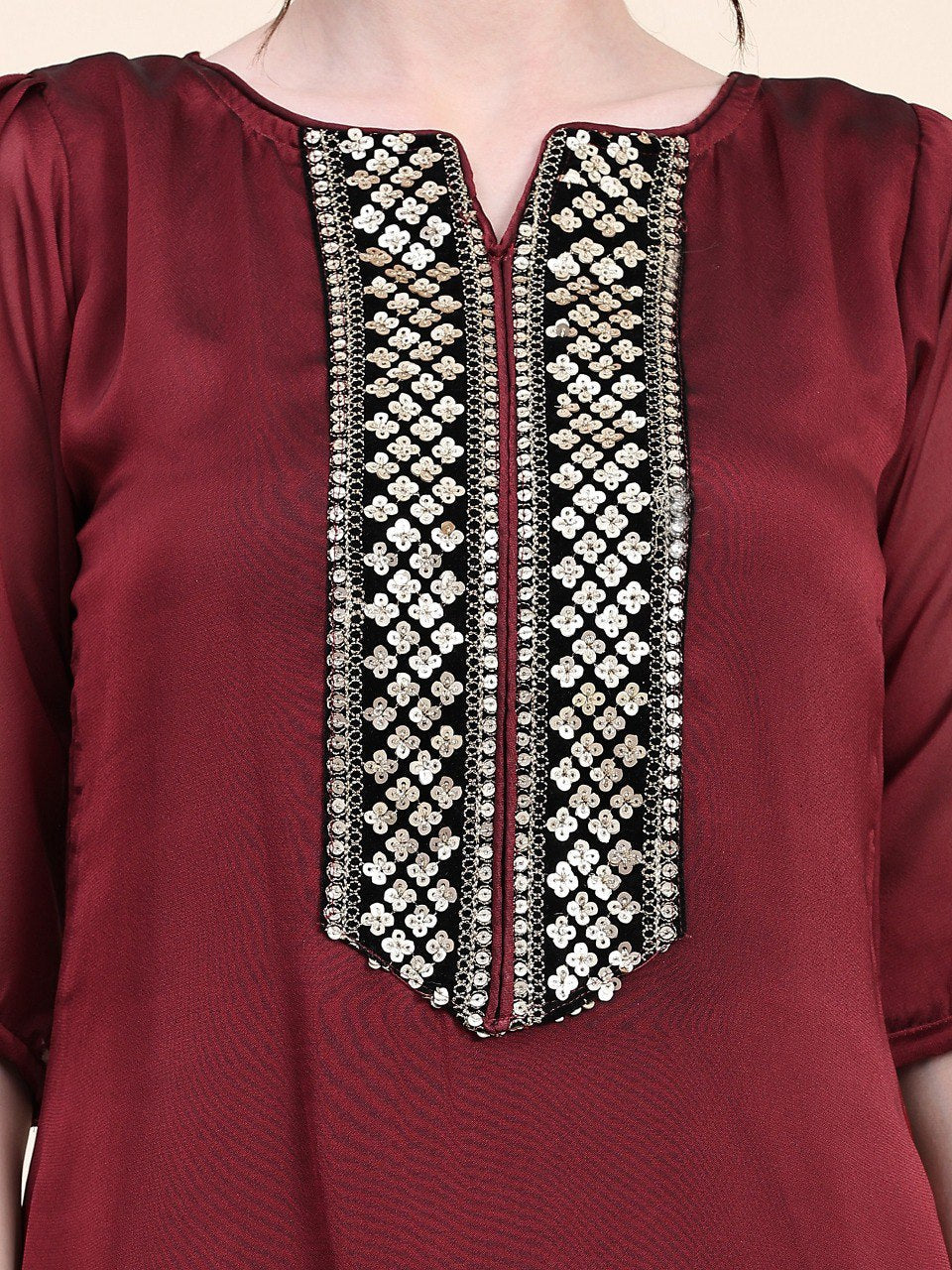 This stunning Designer Kurta Bottom Set in maroon