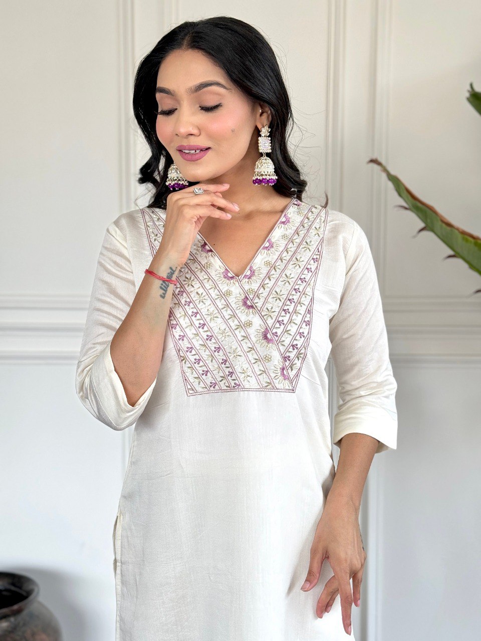 Designer Viscose Chanderi Kurta Suit Set with Premium Embroidery