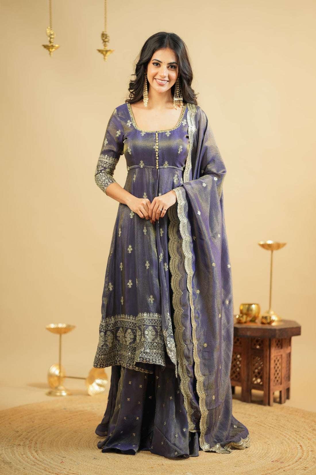 Aanya Royal Purple Festive Wear Anarkali Suit With Skirt