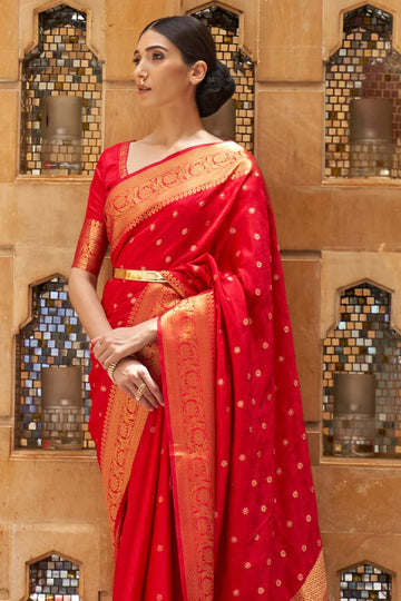 Tomato Red Kanjivaram Saree