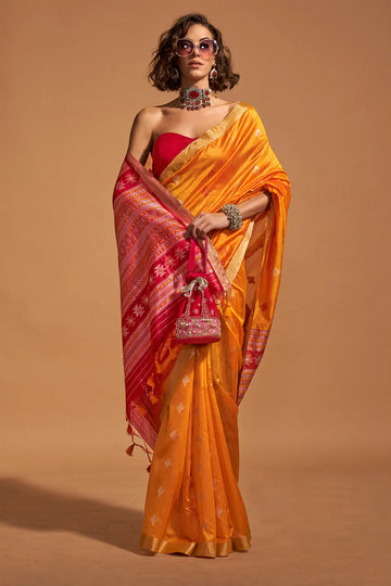 Orange Banarasi Silk Saree