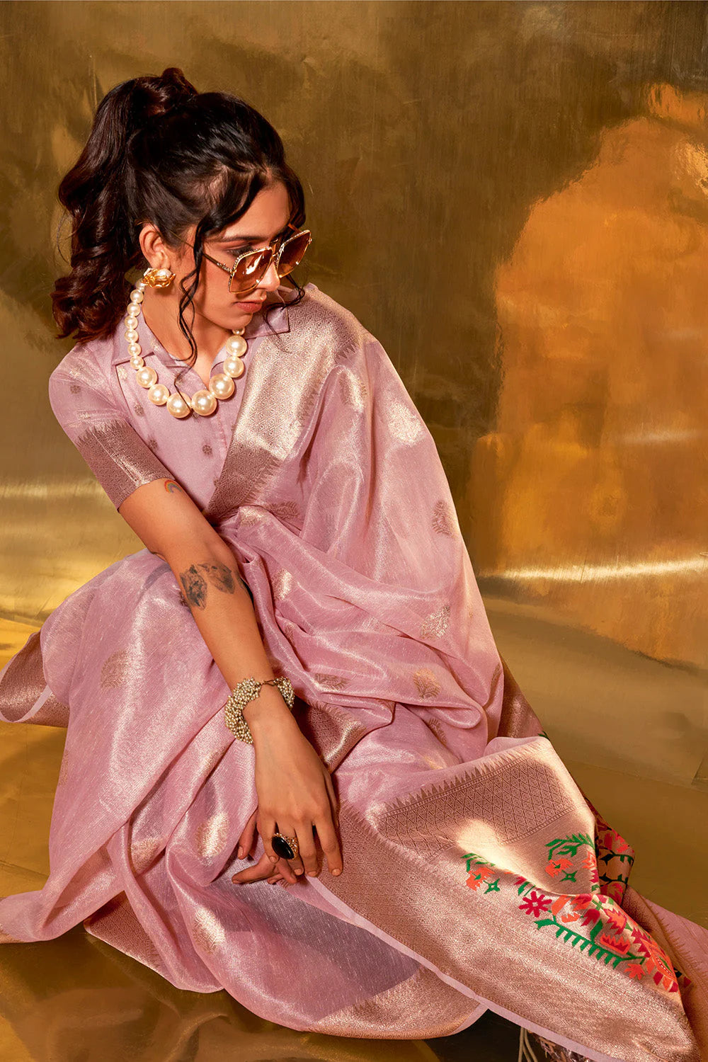 Baby Pink Paithani Silk Saree