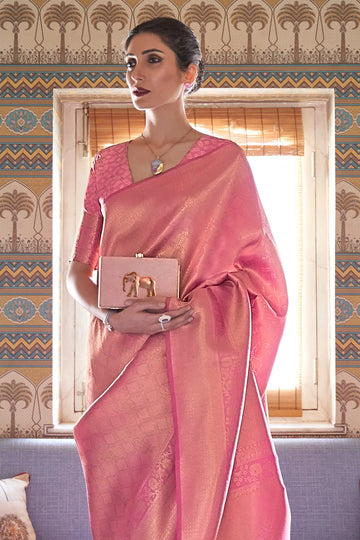 Punch Pink Kanjivaram Saree