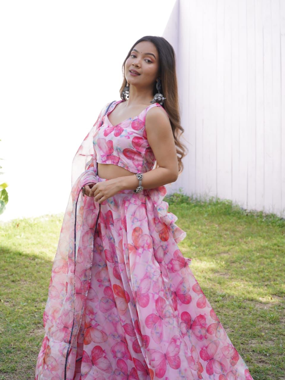 Beautiful Pink Color Digital Print Lehenga Choli