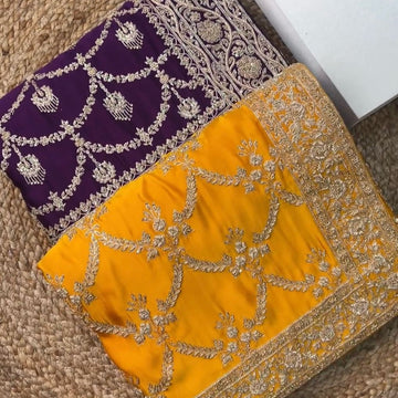 Purple & Yellow Melody Sequence Saree