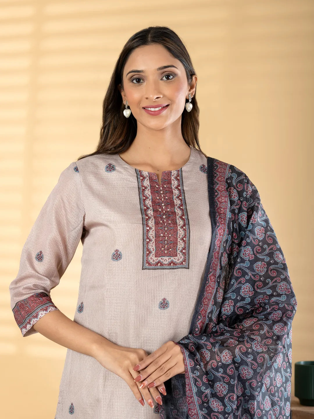 Ivory Beige Kota Doria Suit