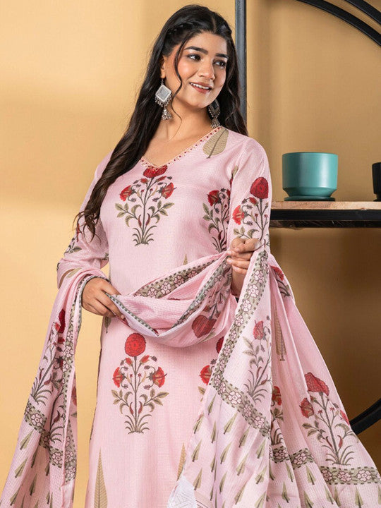 Rose Mist Kota Doria Suit Set