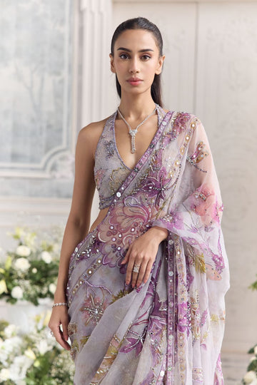 Lavender Silk Organza Saree