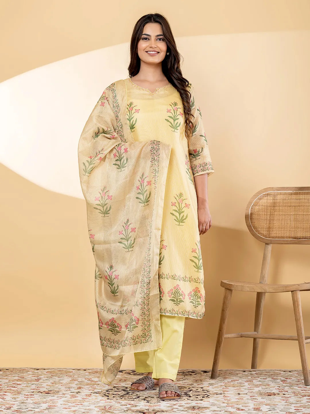 Marigold Kota Doria Suit