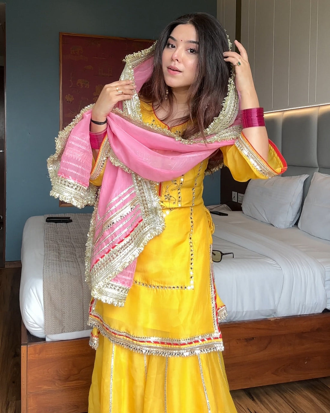 Khwahish Neon Yellow Colour Sarara Suit