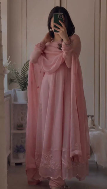 Stately Pink Anarkali Set
