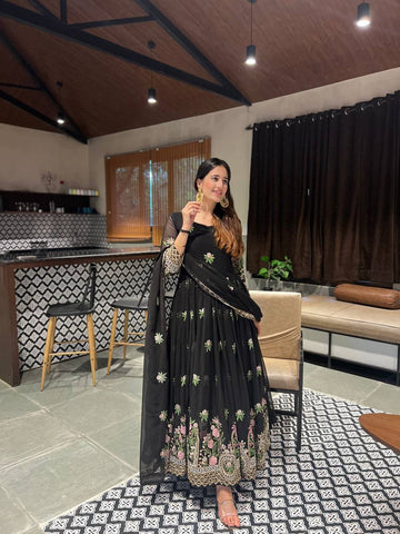 Black Color Premium Anarkali Suit Set