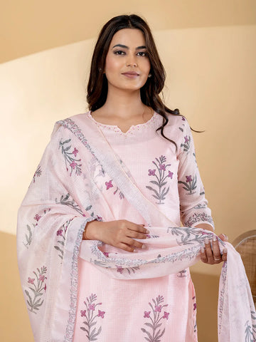 Blush Bloom Kota Doria Suit