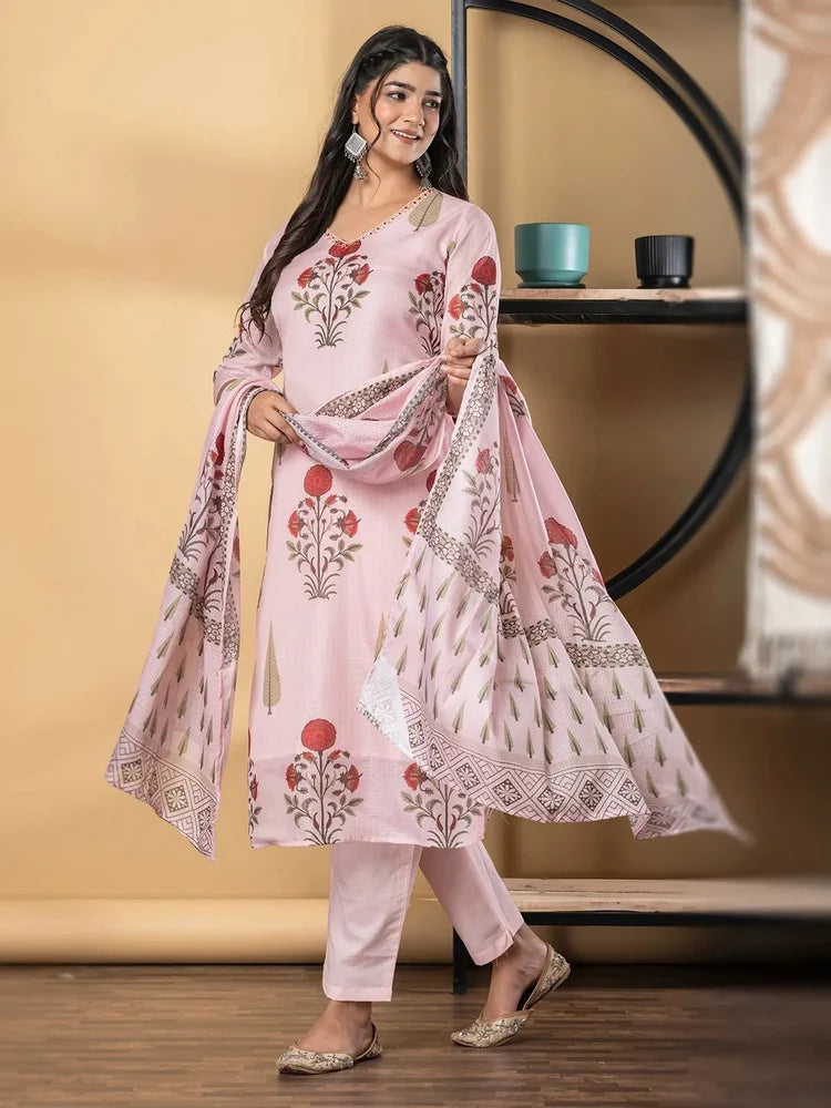 Rose Mist Kota Doria Suit Set